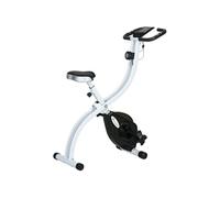 SPORTNOW Vélo d'appartement pliant, vélo de fitness, vélo d'intérieur 8 niveaux de résistance magnétique, selle réglable, poignées, écran LCD multifonction, support tablette, acier blanc