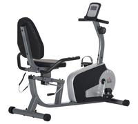 Vélo d'appartement semi-allongé magnétique écran LCD multifonction selle dossier résistance réglable acier ABS gris noir Noir G