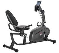 HomCom Vélo d'appartement semi-allongé magnétique, Acier, écran LCD, selle réglable, 2 bandes, Noir