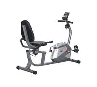 Vélo d'appartement semi-allongé magnétique écran LCD multifonction siège résistance réglable volant inertie 3 Kg gris