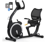 Vélo D'appartement Semi-Allongé Merach, 8 Niveaux De Résistance Magnétique, Foulée 15.2 Cm, Écran Led, App Connecté, Poids Max 135kg Noir