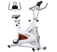 Vélo d'appartement - SPORTNOW - silencieux - siège et résistance réglables - moniteur LCD - support de tablette - blanc