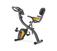 Hop-Sport Vélo D'appartement X-Bike HS-3010X Grix, Vélo De Fitness Pliant 3 en 1 avec dossier, bandes de résistance et écran LCD (Jaune) Jaune