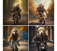 Vélo d'automne Diamond Painting 4 Pack,5D DIY Diamant Painting Kit Complet Adulte et Enfant, DIY Loisirs Créatifs, Canevas Diamant et Perle Diamant Peinture Point pour Décoration Murale, 30x30cm