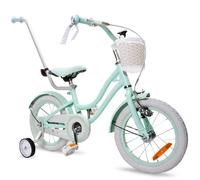 Vélo de fille 14 pouces cloche roues supplémentaires barre de poussée Silver Moon menthe