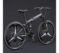 Vélo De Montagne Pliable 24/26 Pouces, 21 Vitesses, Double Suspension, Roues Intégrées, Cadre en Acier À Haute Teneur en Carbone, pour Adultes, Hommes Et Femmes A,26 inch
