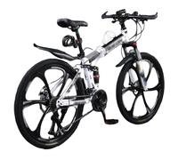 Vélo De Montagne Pliable De 24 À 26 Pouces, 21 Vitesses, avec Double Frein À Disque, Roues À 6 Rayons, Double Suspension, pour Hommes Et Femmes Adultes B,26 inch