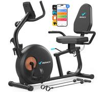 Vélo d'appartement Semi-allongé MERACH,8 Niveaux de Résistance Magnétique, Écran LCD, Élastiques, Capteur Cardiaque, 150kg MAX