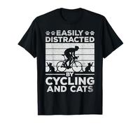 Vélo de Route : Je suis Facilement distrait par Le Cyclisme et Les Chats I Cycliste T-Shirt