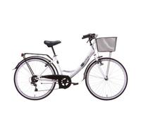 Vélo de ville 26'' Retro femme ""CITY"" équipé de 6 Vitesses Shimano et équipement complet city avec panier et porte bagages.