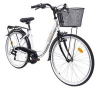 Vélo de ville 26'' Retro Femme ""Discovery Adventures"" équipé de 6 Vitesses Shimano et équipement Complet City avec panier.