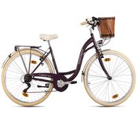 Vélo de ville Femme 28"" „CASINO“ 6 vitesses violet avec panier DaCapo