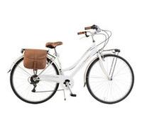 Vélo de ville Femme - Via Veneto By Canellini Retro Vintage Acier + Sac cuir latéral porte bagage - Blanc Blanc G