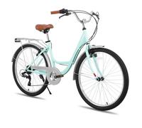 Vélo de ville - HILAND - 26 pouces - 7 vitesses - Cadre bas acier - Porte-bagages et garde-boue