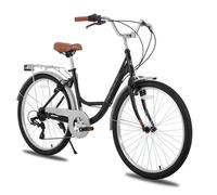 Vélo de ville - HILAND - 26 pouces - 7 vitesses - Cadre bas acier - Porte-bagages et garde-boue