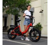 Vélo de ville pliable 20 pouces 250W 36V 15AH Vélo électrique VTT Pliable Performance 25 km / h Vélo de randonnée Rouge