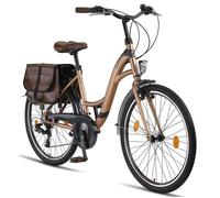 Licorne Bike Stella Plus Premium City Bike en aluminium 26" et 28" pour filles, garçons, hommes et femmes - 21 vitesses - Vélo hollandais StVZO (or, 26")