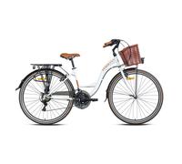 Moma Bikes - Vélo de Ville 28"" URBAN - SHIMANO 21 Vitesses - Blanc