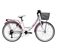 Vélo enfant 24'' Fille équipé de 6 vitesses via dérailleur Shimano et équipement City complet