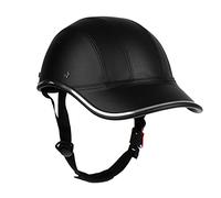 Vélo Demi-Casque Casquette De Baseball Casque De Vélo À Dégagement Rapide Boucle Cap Casque ABS en Cuir Vélo Casque De Sécurité Adulte Hommes Et Femmes Jeunes Noir C,L=(54-60)