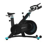Vélo d'intérieur résistance con magnétique pour un entraînement silencieux, connectivité Bluetooth, design compact et sportif, selle et guidon ergonomiques et réglables, écran LCD.