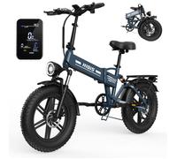 Vélo électrique 1000W-48V 15Ah-50km/h-Vtt électrique adulte 20""-Vélo électrique pliable E20,autonomie 50km-Fat Bike-150kg-Bleu