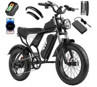 Vélo Électrique-20""*4.0 pneus tout terrain-Moteur 1500W-Batterie Amovible 48V/20Ah-Autonomie 60-80km-Shimano 7 vitesses-Noir