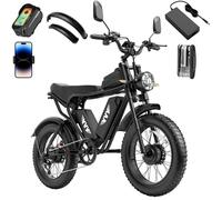 Vélo Électrique-20""*4.0 pneus tout terrain-Moteur 2000W-Batterie Amovible 52V/40Ah-Autonomie 80-120km-Shimano 7 vitesses-Noir