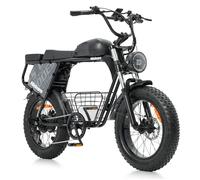 Vélo Electrique 20'' Autonomie 150km Batterie 48V 33,8Ah 45km/h Shimano 7 Vitesses VTT Fat Bike Noir