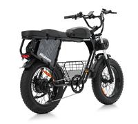Vélo Electrique 20'' Autonomie 150km Batterie 48V 33,8Ah 45km/h Shimano 7 Vitesses VTT Fat Bike Noir