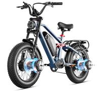 Vélo Électrique 20 Pouces Eahora Terra Ii, Double Moteur 1500w 20ah, Autonomie Maximale 50 Km/H, Shimano 7 Vitesses, Freins À Disque Hydrauliques Avec Coupure Moteur, Autonomie Maximale 85 Km - Bleu