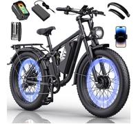 Vélo Électrique-26""*4.0 pneus tout terrain-Moteur 2000W-Batterie Amovible 48V/23Ah-Autonomie 80-120km-Shimano 7 vitesses-Noir