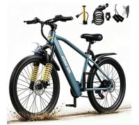 Vélo Électrique 26 Pouces 250W Batterie 36V10Ah, Autonomie 28-40 km, 7 vitesses Écran LCD, Freins à Disque AAIRSK GT300 EBIKE Vert