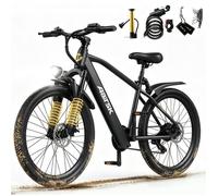 Vélo Électrique 26 Pouces 250W Batterie 36V10Ah Autonomie 28-40 km 7 vitesses Écran LCD Freins à Disque AAIRSK GT300 EBIKE Noir