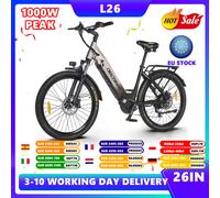 Vélo électrique 26'' pour adultes, batterie 48V 17AH, vélo électrique à assistance au pédalage, frein à huile, vélo de montagne électrique, PEAK 750W, vélo électrique de ville L26-Grey&Blue-7Speed