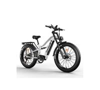 Vélo électrique adulte TIFGALOP ES7, VTT 26 pouces, batterie 52 V 19 Ah, autonomie 45-90 km. Suspension intégrale, 7 vitesses. Blanc.