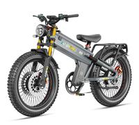 Vélo Électrique Aniioki A9 Pro Max -Double Moteur 5400 W -60v 70 Ah Batterie Amovible -Pneus 26" X 4,8 -Autonomie Maximale 394 Km - Couple De 250 Nm +App -Gris