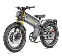 Vélo Électrique Aniioki A9pro Max 26 Pouces - Double Moteur 6000w - 60v80ah - Vitesse Maximale 75km/H - Plateau 72 Dents - Couple 250 Nm - Transmission Shimano 7 Vitesses - Ipx6 + Bluetooth-Gris