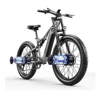 Vélo électrique Autonomie 60-90KM Moteur 2000W Batterie 48V17.5Ah Amortisseur avant et arrière VTC Fat bike Gris