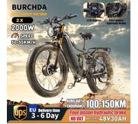Vélo Électrique，Burchda HC26，Double moteur 1000W*2，Batterie haute capacité 30AH，Pneus 26""，45KM/H，Freins hydrauliques，Autonomie 150km