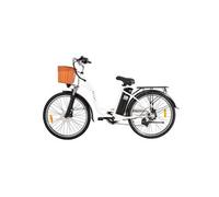 Vélo Electrique C6 26 Pouces 25km/h - Moteur 350W Batterie 36V12.5Ah Freins à Disque - Blanc