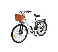 Vélo électrique C6 26'' style stepper, moteur 250W, batterie 12,5AH, 25KM/H, pneus 26*2.125, 6 vitesses, Blanc