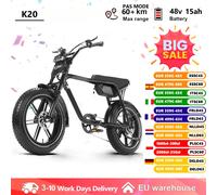 Vélo électrique CMACEWHEEL K20 avec moteur sans balais 48V15Ah, pneus larges 20 pouces, 7 vitesses, écran LCD, eBIKE pour adultes Ebike-K20 Black