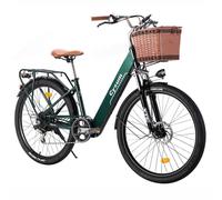 Vélo électrique CYSUM Cityrun avec panier avant, moteur 250 W, batterie 36 V 10 Ah - Vert