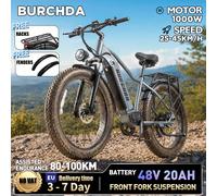 Vélo électrique de montagne BURCHDA RX50PRO 1000W 45KM/H, batterie lithium 48V20AH, pneus larges 26 pouces, vélo électrique pour adultes, moto électrique RX50 250W（Speed 25KM/H）