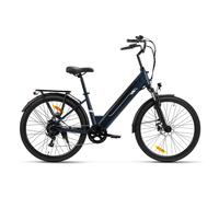 Vélo Électrique de Ville Foride Roamer 2 Bleu Nuit, Moteur 250W 25km/h, Freins à Disque Mécaniques & E-Brake Sûrs, Suspension Avant 60mm Très Confortable, Shimano 7 Vitesses, Pneus 26 , pour Trajets U