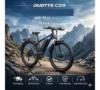 Vélo électrique DUOTTS C29 pour adultes, moteur 48V15AH, batterie, commande par application DUOTTS, pneus 29 pouces, vélo électrique 21 vitesses, vélo électrique de ville C29-750W 48V15AH