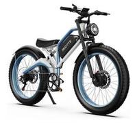 Vélo électrique DUOTTS N26, double moteur 2 x 750 W, batterie 48 V 20 Ah, écran LCD HD, pneus KENDA 26 x 4,0 pouces, freins à disque hydrauliques, suspension intégrale, blanc-bleu Bleu