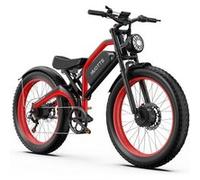 Vélo électrique DUOTTS N26, double moteur 2 x 750 W, batterie 48 V 20 Ah, écran LCD HD, pneus KENDA 26 x 4,0 pouces, freins à disque hydrauliques, suspension intégrale, noir et rouge Rouge