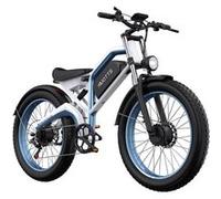 Vélo électrique DUOTTS N26, double moteur, batterie 48V 20Ah, pneus de 26 x 4 pouces de large, freins à disque hydrauliques, suspension intégrale, autonomie maximale 60-120 km, Bleu et blanc bleu et b